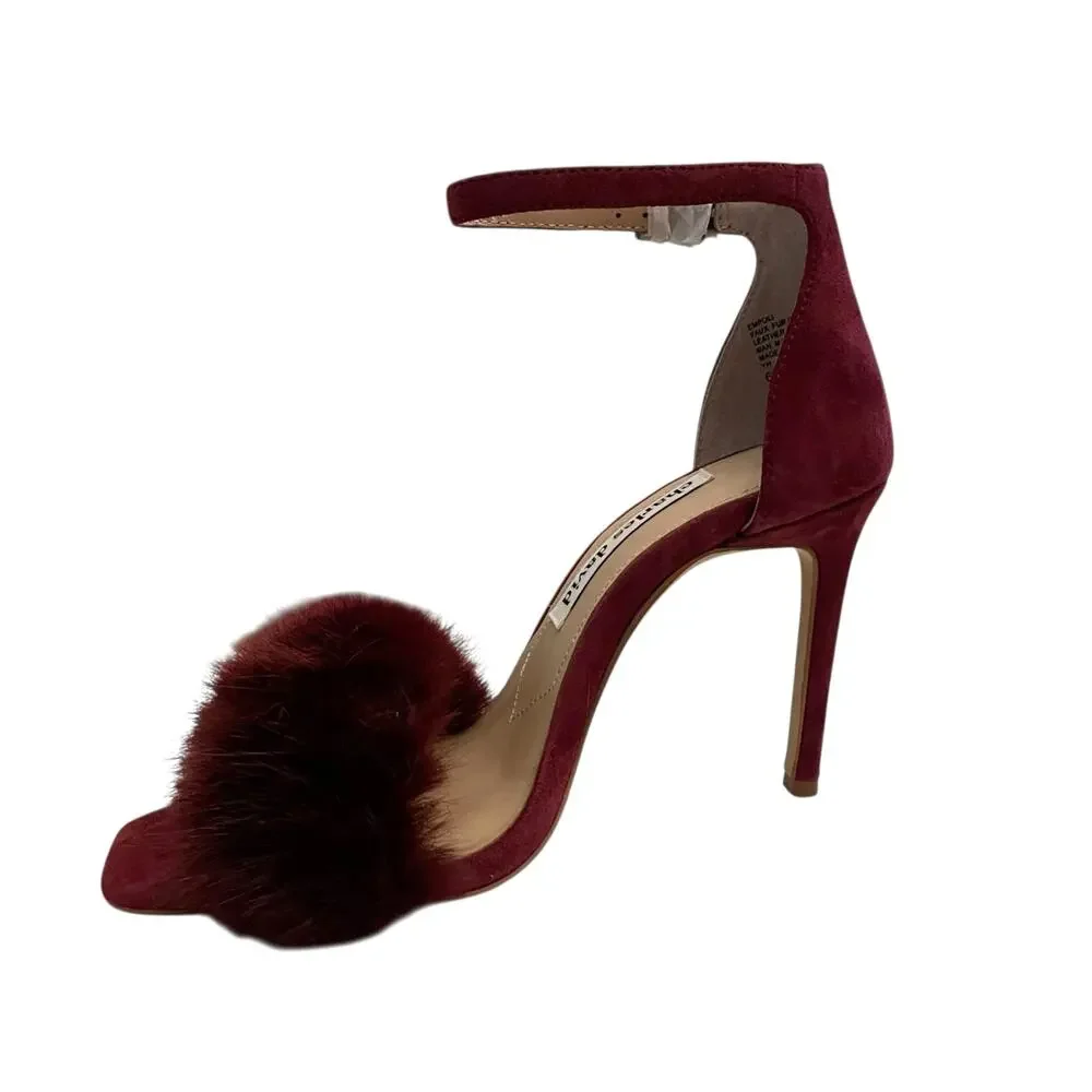 NEW Charles David Suede Faux Fur Empoli High Heel Women's 6.5M Maroon